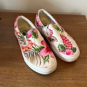 Vans tropical/floral slip-ons